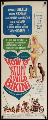 5j165 HOW TO STUFF A WILD BIKINI insert '65 Annette Funicello, Keaton, motorcycle & bikini art!