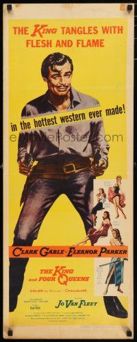5j187 KING & FOUR QUEENS insert '57 art of Clark Gable, sexy babes, the hottest western ever!
