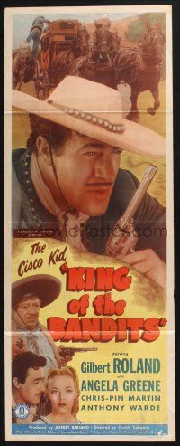 5j189 KING OF THE BANDITS insert '47 Gilbert Roland as The Cisco Kid & Chris-Pin Martin as Pancho!