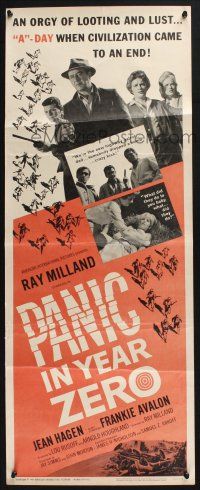 5j255 PANIC IN YEAR ZERO insert '62 Ray Milland, Jean Hagen, Avalon, orgy of looting & lust!