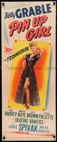 5j263 PIN UP GIRL insert '44 sexy full-length Betty Grable in skimpy outfit showing her legs!