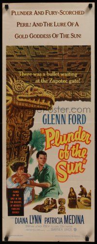 5j264 PLUNDER OF THE SUN insert '53 Glenn Ford, Diana Lynn, plunder and fury-scorched peril!