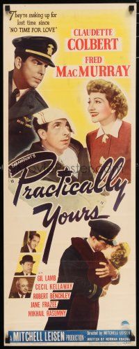 5j266 PRACTICALLY YOURS insert '44 Claudette Colbert + Air Force pilot Fred MacMurray!
