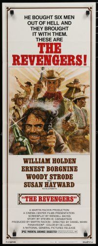 5j277 REVENGERS insert '72 Jung art of cowboys William Holden, Ernest Borgnine & Woody Strode!