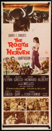 5j287 ROOTS OF HEAVEN insert '58 directed by John Huston, Errol Flynn & sexy Julie Greco in Africa