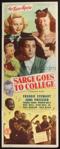 5j292 SARGE GOES TO COLLEGE insert '47 Frankie Darro, Noel Neill, Alan Hale Jr., The Teen Agers