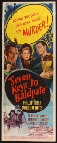5j309 SEVEN KEYS TO BALDPATE insert '47 art of sexy Jacqueline White & Phillip Terry!