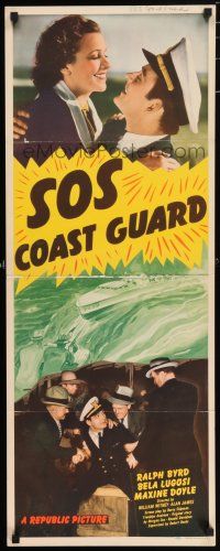 5j330 SOS COAST GUARD insert '42 art of mad scientist Bela Lugosi & Ralph Byrd with machine gun!