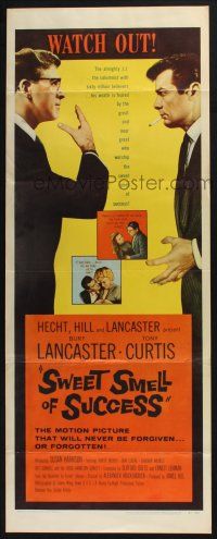 5j348 SWEET SMELL OF SUCCESS insert '57 Lancaster as J.J. Hunsecker, Curtis as Sidney Falco!