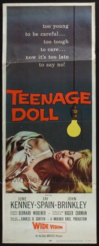 5j355 TEENAGE DOLL insert '57 art of sexy tempted & tarnished bad girl violently thrown aside!
