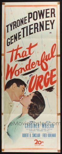 5j359 THAT WONDERFUL URGE insert '49 image of Tyrone Power about to kiss sexy Gene Tierney!