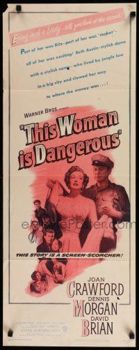 5j364 THIS WOMAN IS DANGEROUS insert '52 Joan Crawford was every inch a lady!