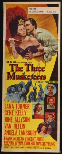 5j369 THREE MUSKETEERS insert '48 Lana Turner, Gene Kelly, June Allyson, Angela Lansbury
