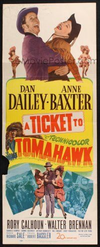 5j372 TICKET TO TOMAHAWK insert 1950 great images of wacky Dan Dailey & pretty cowgirl Ann Baxter!