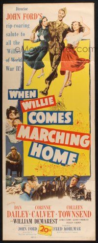 5j406 WHEN WILLIE COMES MARCHING HOME insert '50 John Ford's rip-roaring salute to World War II!