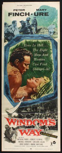 5j413 WINDOM'S WAY insert '58 romantic artwork of Peter Finch & Mary Ure in the jungle!