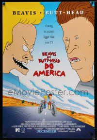 5k097 BEAVIS & BUTT-HEAD DO AMERICA advance 1sh '96 Mike Judge MTV juvenile delinquent cartoon!
