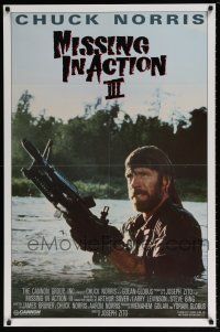 5k122 BRADDOCK: MISSING IN ACTION III int'l 1sh '88 great image of Chuck Norris w/ M-60 machine gun!