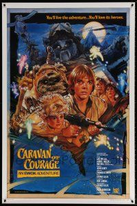 5k145 CARAVAN OF COURAGE style B int'l 1sh '84 An Ewok Adventure, Star Wars, art by Drew Struzan!