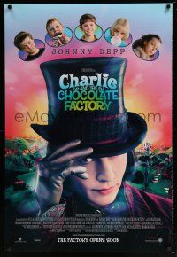 5k162 CHARLIE & THE CHOCOLATE FACTORY close-up opens soon style advance DS 1sh '05 Depp, Burton!
