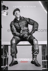 5k253 EXPENDABLES 3 teaser DS 1sh '14 great image of laughing Jason Statham with gun!