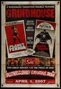 5k335 GRINDHOUSE advance DS 1sh '07 Rodriguez & Tarantino, Planet Terror & Death Proof!