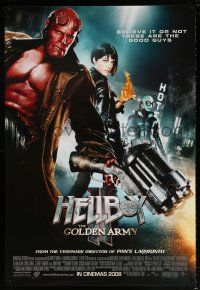 5k344 HELLBOY II: THE GOLDEN ARMY int'l advance DS 1sh '08 Ron Perlman, Selma Blair are good guys!
