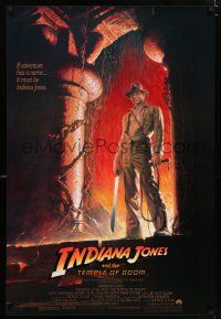 5k386 INDIANA JONES & THE TEMPLE OF DOOM 1sh '84 adventure is Ford's name, Bruce Wolfe art!
