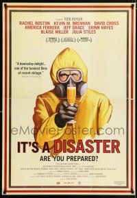 5k405 IT'S A DISASTER 1sh '12 Uncle Sam parody art of man in chemical suit holding champagne glass