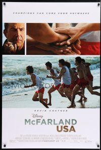 5k487 MCFARLAND USA advance DS 1sh '15 Walt Disney, Kevin Costner, Maria Bello, beach running!