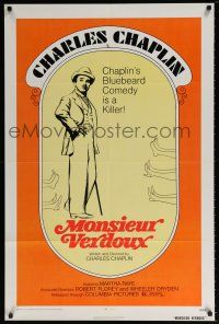 5k510 MONSIEUR VERDOUX 1sh R72 Charlie Chaplin's Bluebeard comedy is a killer!