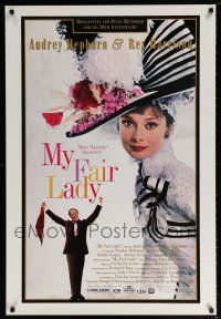 5k527 MY FAIR LADY 1sh R94 great close-up image of Audrey Hepburn, Rex Harrison!