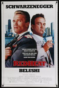 5k631 RED HEAT 1sh '88 great image of cops Arnold Schwarzenegger & James Belushi!