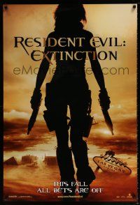 5k637 RESIDENT EVIL: EXTINCTION teaser 1sh '07 silhouette of zombie killer Milla Jovovich!