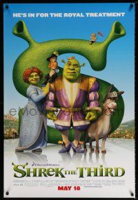5k686 SHREK THE THIRD advance DS 1sh '07 great cartoon image of top characters in front of S!