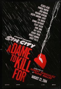 5k693 SIN CITY A DAME TO KILL FOR teaser DS 1sh '14 Frank Miller & Rodriguez, art of smoking lips!