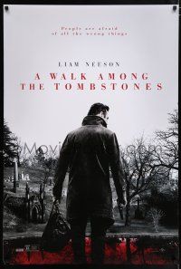 5k821 WALK AMONG THE TOMBSTONES teaser DS 1sh '14 Liam Neeson in graveyard w/gun!