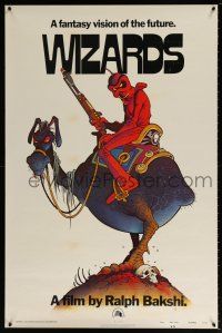 5k839 WIZARDS teaser 1sh '77 Ralph Bakshi directed animation, cool fantasy art by William Stout!