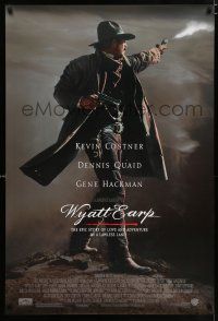 5k848 WYATT EARP DS 1sh '94 cool image of Kevin Costner in the title role firing gun!