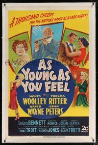 5m011 AS YOUNG AS YOU FEEL linen 1sh '51 great art including young sexy Marilyn Monroe!