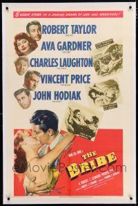 5m026 BRIBE linen 1sh '49 Robert Taylor, sexy young Ava Gardner, Charles Laughton, Vincent Price