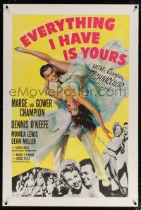 5m051 EVERYTHING I HAVE IS YOURS linen 1sh '52 full-length art of Marge & Gower Champion dancing!