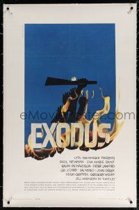 5m052 EXODUS linen 1sh '61 Otto Preminger, great artwork of arms reaching for rifle by Saul Bass!