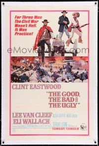 5m062 GOOD, THE BAD & THE UGLY linen 1sh '68 Clint Eastwood, Lee Van Cleef, Wallach, Leone classic!