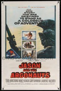 5m074 JASON & THE ARGONAUTS linen 1sh '63 great special effects by Ray Harryhausen, art of colossus!