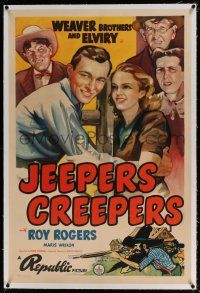 5m076 JEEPERS CREEPERS linen 1sh '39 art of young Roy Rogers in front of Elviry & Weaver Brothers!