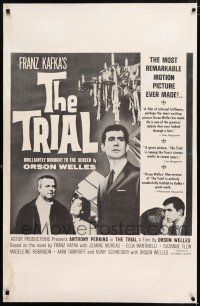 5m185 TRIAL linen 1sh '62 Orson Welles' Le proces, Anthony Perkins, from Kafka novel!