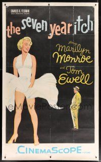 5p283 SEVEN YEAR ITCH linen INCOMPLETE 3sh '55 Billy Wilder, art of Marilyn Monroe's skirt blowing!