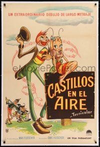 5p066 MR. BUG GOES TO TOWN linen Argentinean '41 Dave Fleischer, great cartoon insect art!