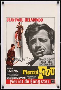 5p123 PIERROT LE FOU linen Belgian '69 Jean-Luc Godard, Jean-Paul Belmondo, Anna Karina, different!